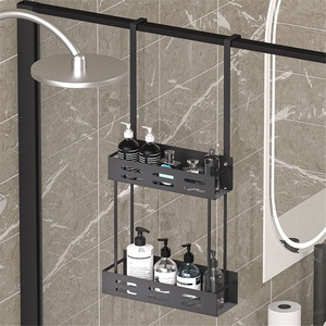 Modern Double Tier Stainless Steel Waterproof Wall-Mounted Bathroom Shower Gel and Towel Storage <b>Rack</b> - Product Image 5