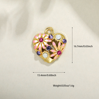 Liontin Hati Berlapis Emas 18K dengan Zirkon Kuningan CZ, Enamel, dan Mutiara, Aksesoris Pembuatan Perhiasan untuk Kalung dan Gelang DIY