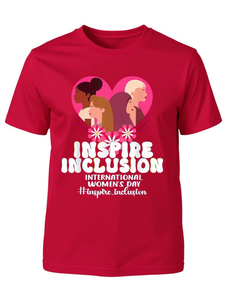 T-shirt da donna Inspire Inclusion, girocollo, manica corta, in maglia di poliestere, casual, per la Giornata Internazionale della Donna, vestibilità regolare - Product Image 1
