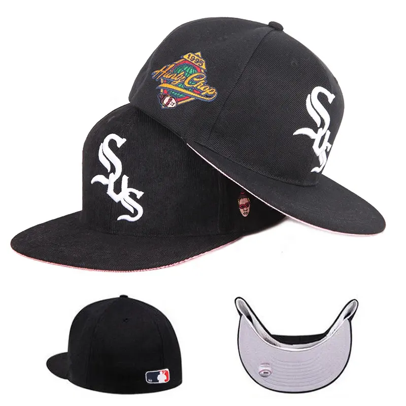 Großhandel Herren flache Krempe bestickt angepasste Baseball mütze maßge schneiderte Hut Gorras Snapback Cap