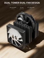 Refroidisseur d'air pour processeur UpHere UE2 Elite ARGB, 8 caloducs, miroir infini, double tour, ventilateur PWM 120 mm pour Intel LGA1700 1851 AMD AM5