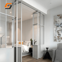 GS Fashion Séparateur de porte en verre pliable en aluminium pour le salon