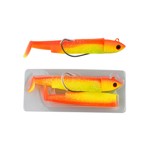 Lot de 2 leurres souples en PVC <span class=keywords><strong>Black</strong></span> <span class=keywords><strong>Minnow</strong></span> à queue en T avec hameçons pour la pêche à la traîne en eau salée - Product Image 5