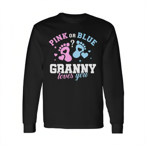 T-shirt à manches longues rose ou bleu Granny Loves You pour révélation du sexe - Product Image 2