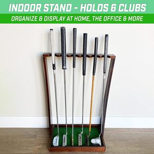 Support de putter de golf en bois de qualité supérieure, présentoir d'intérieur pour 6 clubs, disponible en noir, brun naturel, blanc - Product Image 2