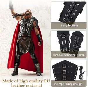 Armatura Medievale in Finta Pelle per Spalla Singola, Protezioni per Braccia Unisex per Adulti, Costume di Halloween, Cosplay, Festa - Product Image 3
