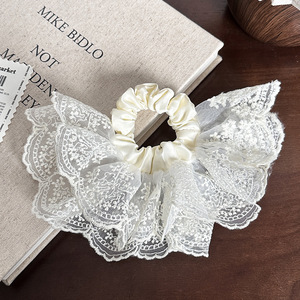 Elegant <b>Lace</b> Double-Layer Fabric Hair Ties Feminine Scrunchies for Women-Wedding & Daily Use Hair Accessories - Product Image 5