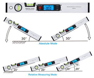 16 inç dijital su terazisi ve iletki torpido seviyesi, İnklinometre açı ölçer bulucu kabarcıklar manyetik taban ile arka ışık - Product Image 4