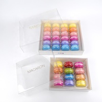 Boîte cadeau en plastique pour macarons français, personnalisée, 12 ou 24 paquets, avec inserts, pour pâtisserie, desserts, biscuits, conteneur transparent en PET