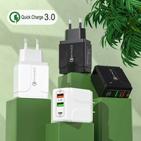 Cargador USB Universal de 3 Puertos con Carga Rápida 3.0, Adaptador de Pared de 2.4A para Teléfonos Móviles