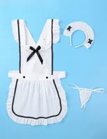Sous-vêtements pour femmes, uniforme d'infirmière, string, blanc, dos nu, sexy, pour jeu de rôle