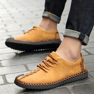 Mocasines para hombre, zapatos planos cómodos a la moda, zapatos de conducción de cuero Pu, zapatos informales con cordones y costuras para primavera y verano - Product Image 4