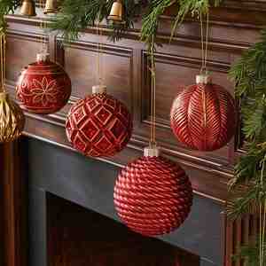 Wholesale 12Pcs Luxury <b>Vintage</b> Red Bronze Embossed 3 Colors <b>Christmas</b> <b>Baubles</b> Set Hanging Decorations Tree Holiday Custom - Product Image 3