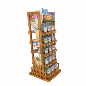 Exhibidor de Bebidas Personalizado Ray, Exhibidor de Madera para Bebidas Embotelladas para Supermercados, Exhibidor de Latas de Jugos de Frutas, Exhibidor de Café y Té - Product Image 4