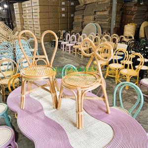 Adorable silla alta de ratán con orejas de conejito y lazo para niños Asientos cómodos para cocina o dormitorio - Product Image 6