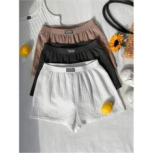 Shorts d'été personnalisés pour femmes, lot de 3, taille élastique, jambes larges, coton, décontractés, respirants - Product Image 2