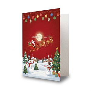 Cartes de vœux de Noël personnalisées avec logo, vente en gros, 300 g/m², pliables, dorées à chaud avec enveloppes - Product Image 1