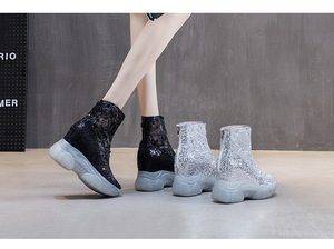 Nouvelle arrivée usine vente en gros <span class=keywords><strong>pas</strong></span> <span class=keywords><strong>cher</strong></span> femmes cheville épais chaussures décontractées <span class=keywords><strong>femme</strong></span> plate-forme bottes femmes - Product Image 4