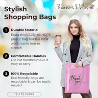 Sacs en plastique de remerciement avec poignées-Sacs à provisions pour petites entreprises, boutique, vêtements, cadeaux, t-shirts, fête Goodie