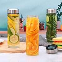 Vente chaude 24oz Réutilisable Detox Bouteille D'eau Infuseur De Fruits Bouteille D'eau En Verre Bouteille D'eau Avec Fruit Thé Infuseur