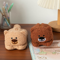 Vente en gros personnalisé ourson en peluche dessin animé porte-monnaie populaire fille petit sac pour écouteurs cadeau rouge à lèvres sac de rangement