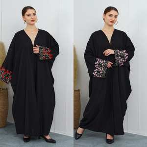 Abaya musulmane pour femmes, vente en gros, modeste, multicolore, broderie florale, <span class=keywords><strong>robe</strong></span> islamique élégante, tenue décontractée ou formelle - Product Image 2