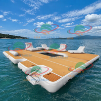 Piscine gonflable portable en Drop Stitch, plateforme flottante gonflable robuste pour l'océan et le lac