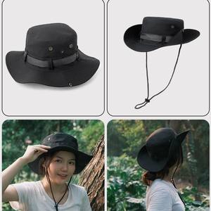 Sombrero de pescador de viaje al aire libre de verano con ala grande Sombrero de Sol de almacenamiento de tela de doble cara - Product Image 6