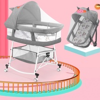 Berceau à bascule multifonction en coton pour bébé avec roues, lit d'appoint portable pour nouveau-né, berceau de voyage détachable