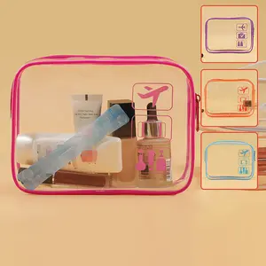 M2311 Custom Wholesale PVC Portable Wash Pouch Makeup Cosmetic Bags Transparent Toiletries Storage Clear Travel Toiletry Bag