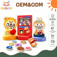 Jeu de correspondance de capsules en bois éducatif en gros, machine distributrice de jouets, jeu d'apprentissage de la motricité fine, OEM ODM