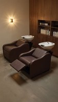 Fauteuil de lavage de luxe inclinable pour salon de coiffure, lit de beauté rembourré avec repose-pieds pour salon de coiffure