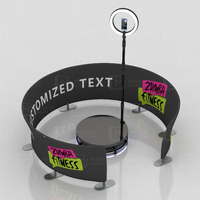 Support de fond de scène en aluminium à montage rapide avec logo personnalisé, barrière circulaire 360° avec ouverture de 3 pieds pour événements et photographie