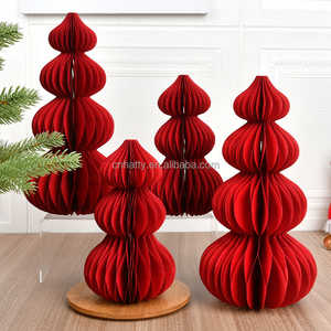 Boule de Noël en papier nid d'abeille, écologique, en forme de tour, multicolore, imperméable, centre de table personnalisé, décoration d'hiver - Product Image 5