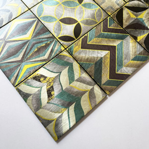 Quadrato su misura 3D stampa di colore giallo a getto d'inchiostro piastrelle di piastrelle di buccia <span class=keywords><strong>e</strong></span> bastone adesivo per la cucina bagno Backsplash - Product Image 2