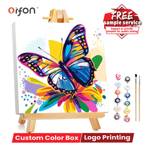 Kit Pittura con Numeri Fai da Te Orfon, Design Farfalla, Set di Pittura Acrilica su <span class=keywords><strong>Tela</strong></span> con Cornice in Legno, Confezione Personalizzata OEM - Product Image 1