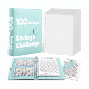 Buku Binder tantangan amplop 100 kulit PU dengan amplop uang tunai