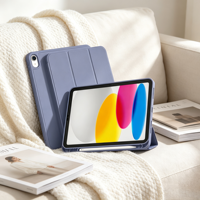 Étui en cuir TPU triple pliage avec fonction veille/réveil automatique et emplacement pour stylet pour iPad Air 6 et iPad Pro 2024 11/13 pouces