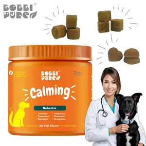 Bobbi formule personnalisée Hp friandises apaisantes pour chiens 120 points supplément pour chien pour le soulagement de l'anxiété avec marque privée