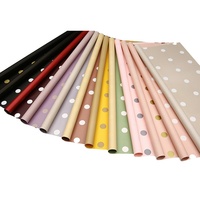 Papier d'emballage pour fleurs coréen imperméable, imprimé à pois, papier d'emballage pour bouquets, fournitures pour fleuristes, vente en gros