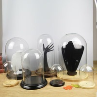 Dôme de verre en noyer noir, Base en bois, décoration pour la maison