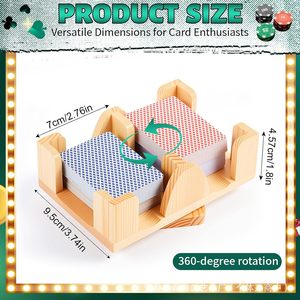 Wooden <b>Playing</b> <b>Card</b> Holder 360 Degree Rotation Holds 2 Decks Game Accessories - Product Image 5