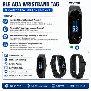 Bracelet connecté BLE AOA du fabricant, précision 0,3-0,5 m, fréquence cardiaque, TFT rechargeable pour la sécurité et la santé des personnes âgées et des personnel hospitalier - Product Image 2