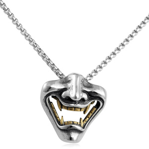 Collar Unisex de Acero Inoxidable con Colgante de Máscara de Dientes de Vampiro, Diseño Geométrico, Estilo Punk, Dos Tonos - Product Image 5