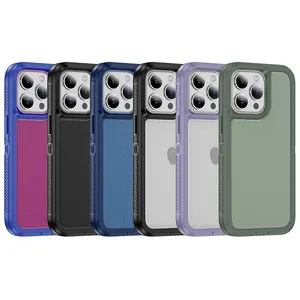 对于苹果15 Pro Max外壳，磨砂哑光皮肤感觉2合1 TPU + 电脑防震手机外壳，适用于苹果12 13 14 15 Pro Max