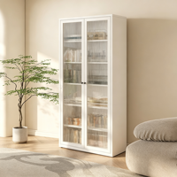 Meuble de rangement en métal blanc avec portes en verre et portes pleines, étagère ouverte, bibliothèque autoportante, unité de classement pour bureau à domicile