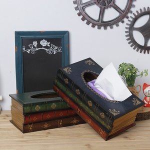 Wholesale Custom Design Luxury Classical Home Decoration Wood Tissue <strong>Box</strong> Holder ,Hard Cover <strong>Books</strong> <strong>Box</strong> - Product Image 5