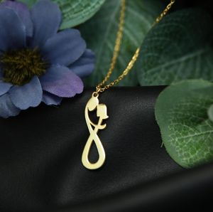 Collar de Pareja Infinito de Acero Inoxidable 316L Chapado en Oro de 18k, Joyería de Amor Eterno con Forma de Infinito y Dije de Corazón - Product Image 1