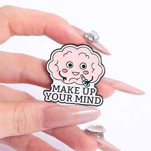 Precio al por mayor Nuevo y adorable broche de metal grabado con diseño de cerebro y pensamiento <span class=keywords><strong>divergente</strong></span> para ropa, cuello y mochila - Product Image 3