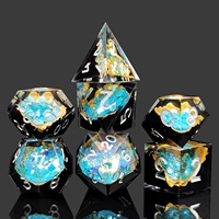 Set Dadu RPG Berkilau Glitter Shinny Board Game Polyhedral untuk Permainan Meja DND, Cocok untuk Penggemar Game